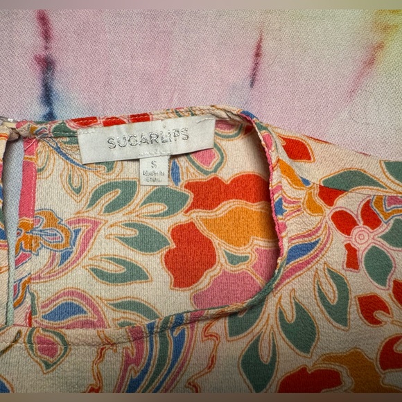 Sugarlips Paisley Balloon Sleeve Coachella Vacation Blouse - Picture 4 of 8